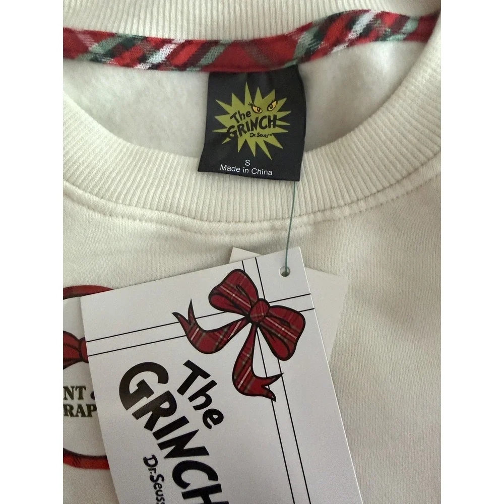 Dr. Seuss Adult Front-and-Back The Grinch Graphic Sweatshirt-Cream Sz XXL NWT